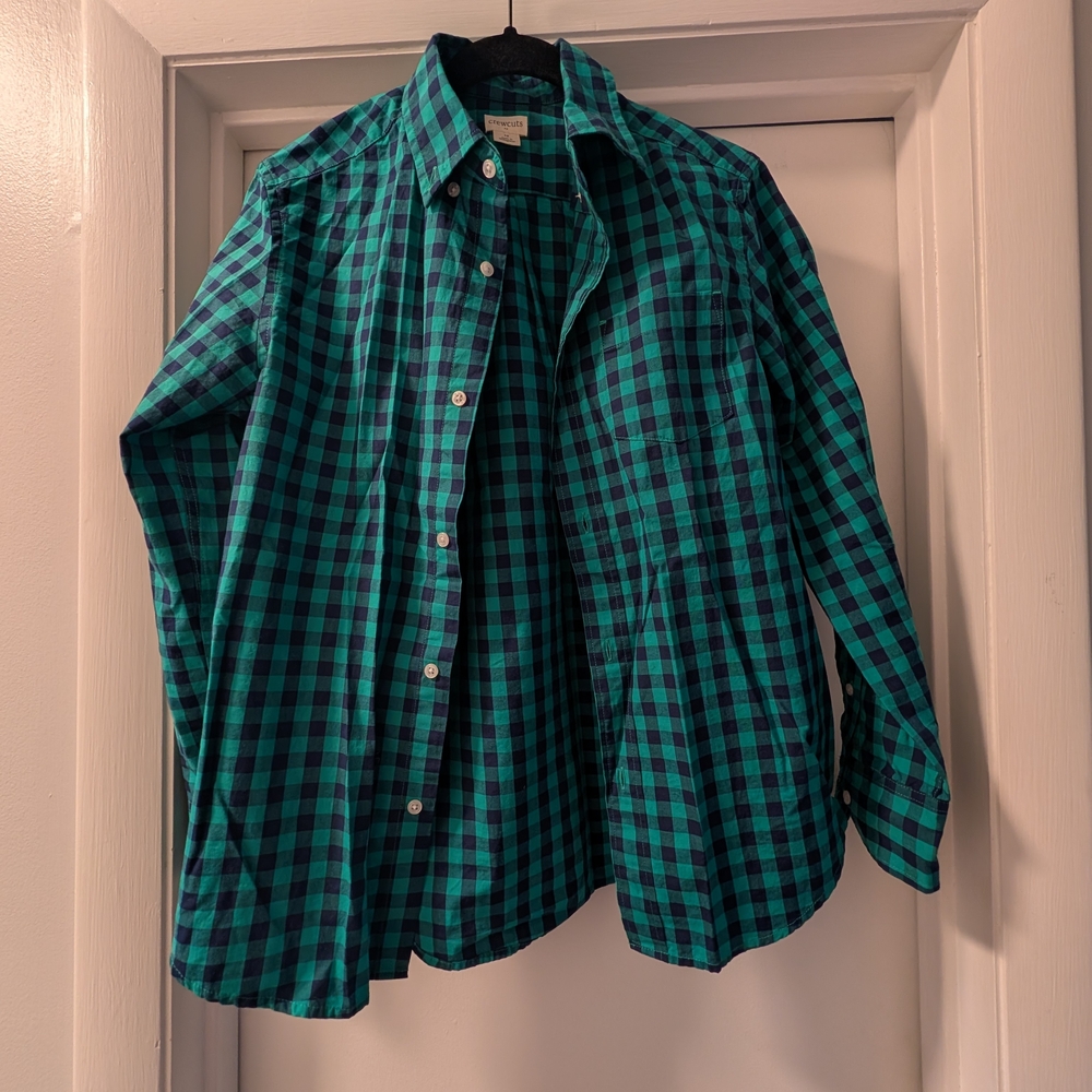 Crewcuts Green and Black Plaid Button Down Shirt